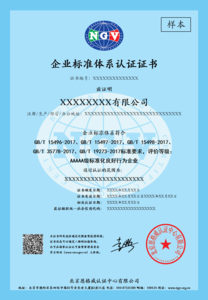 企业标准体系评价证书